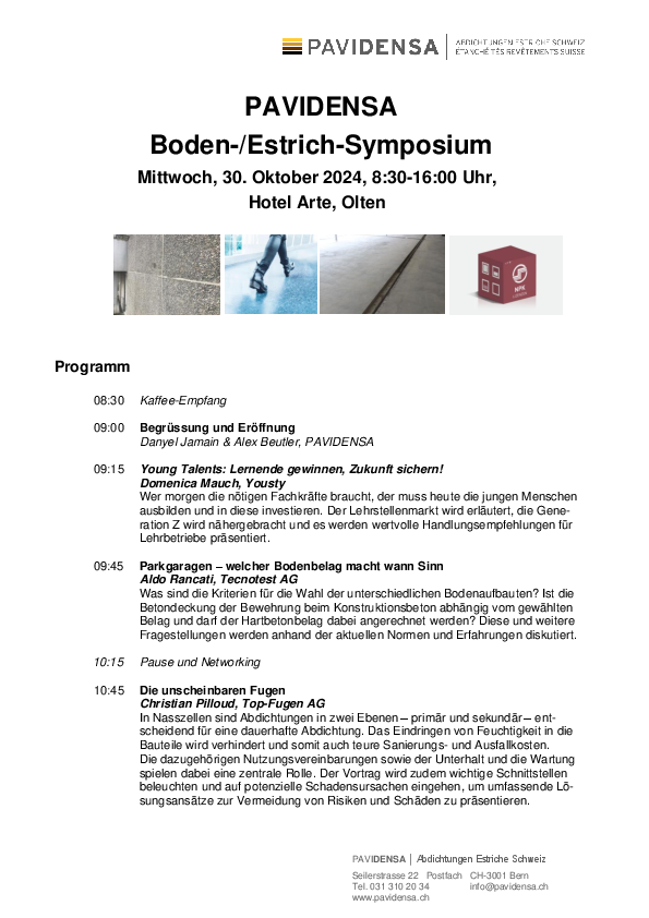 Programm Boden-/Estrich-Symposium